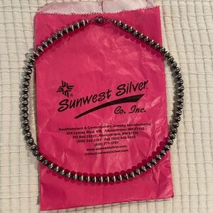 Sunwest Silver 22 in, 8 mm Genuine Navajo Pearl Sterling Silver Necklace